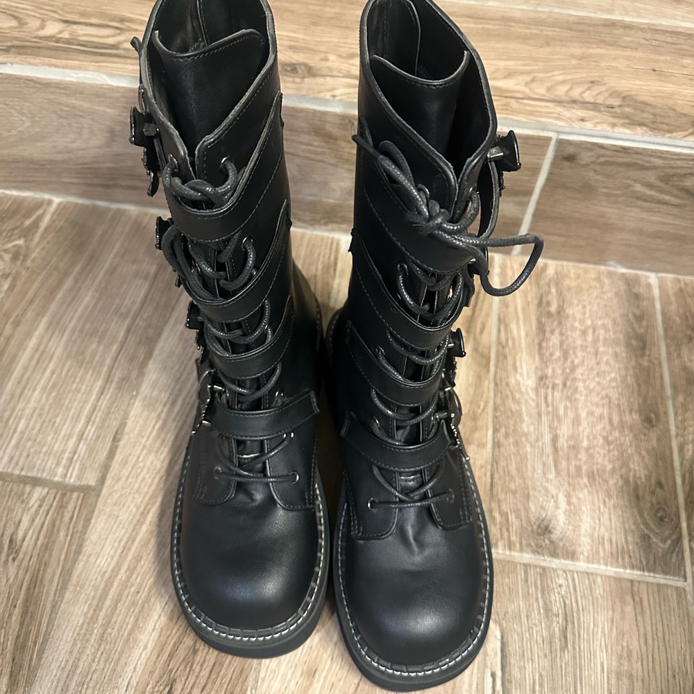 Demonia Black Goth Boots with Sturdy 2” Sole